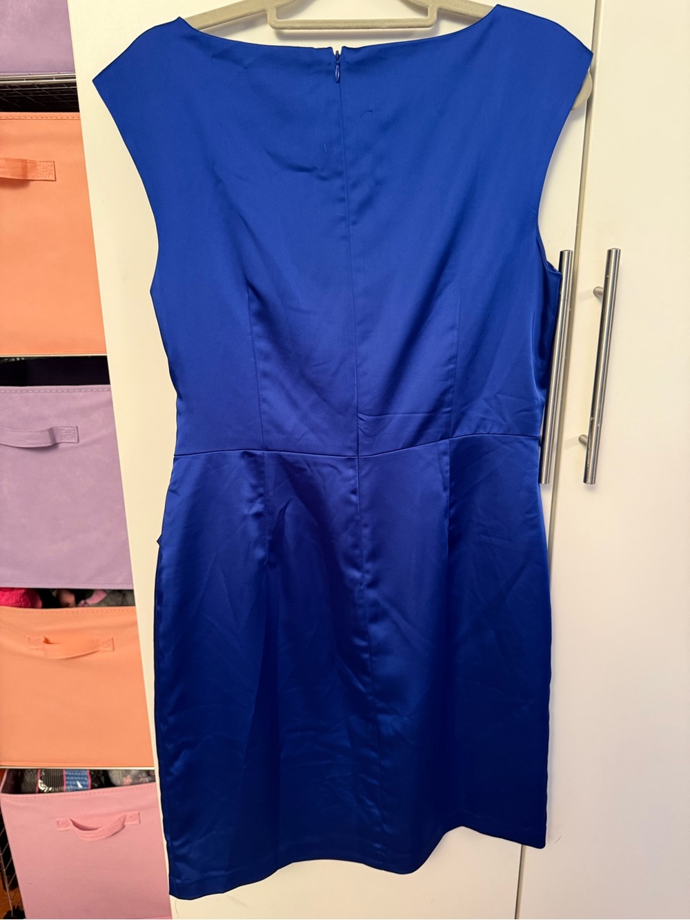 Maggy London Royal Blue Satin Tie-Waist Sheath Dress - Picture 2 of 5
